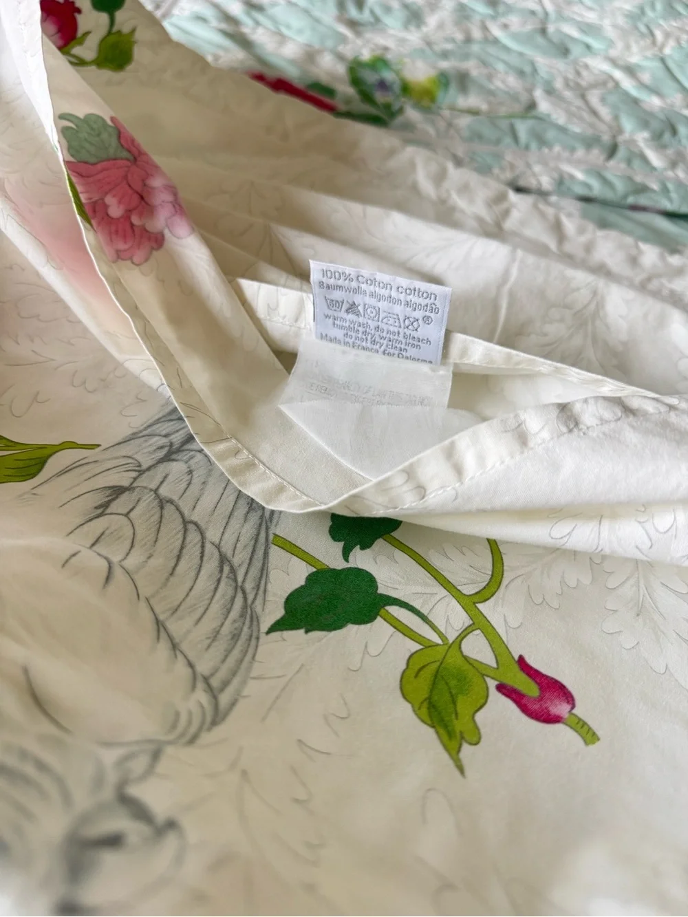 Yves Delorme Set Quilted Floral Parrot Pillow Sham Euro Boudoir French Cottage